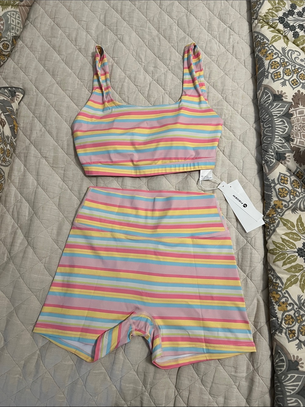 Striped Two-Piece athleisure set -medium